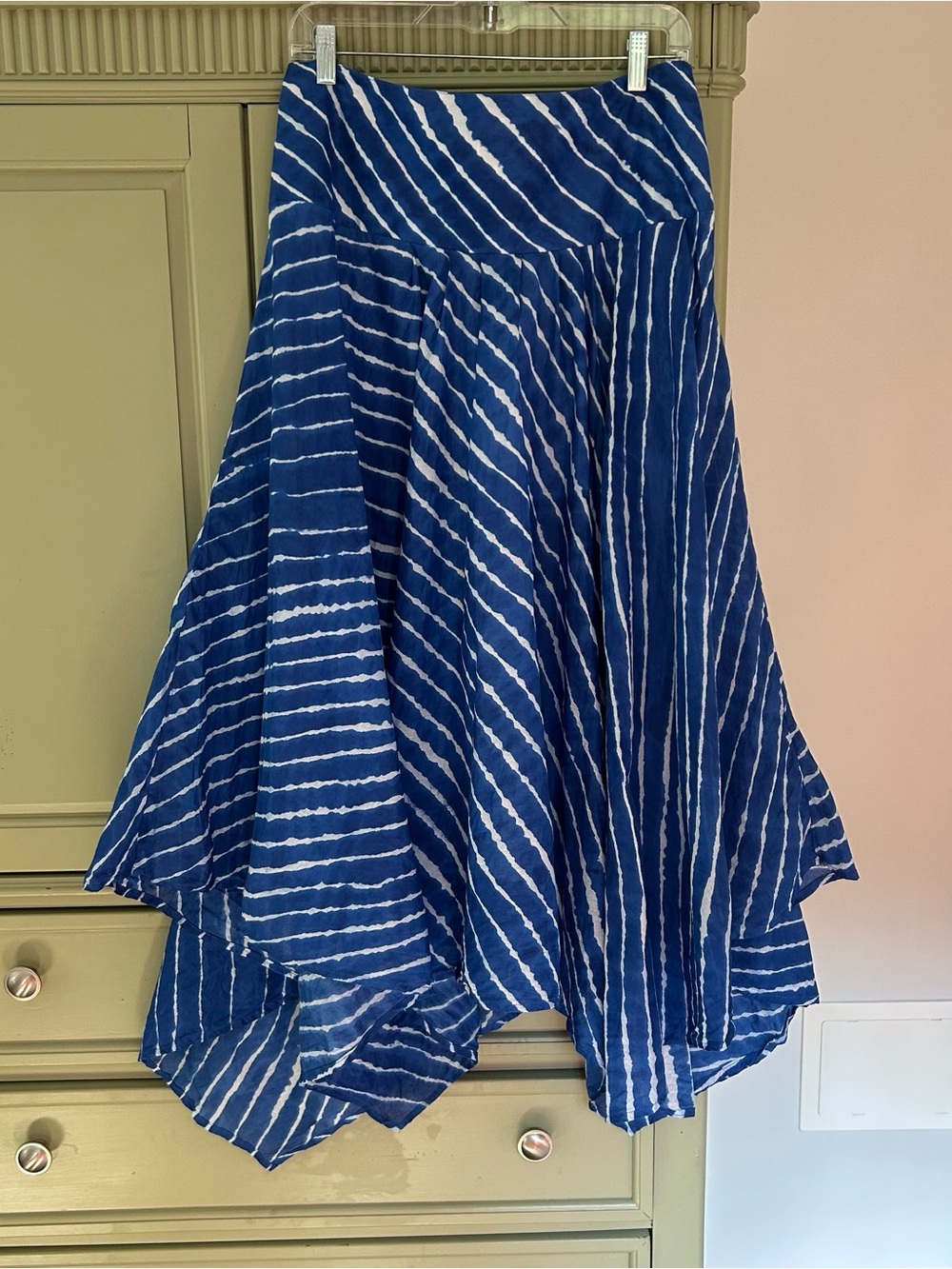 Cato Blue and White Handkerchief Striped Skirt
